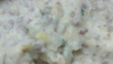 Purê de batata com carne moída e catupiry