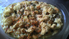 Souflé de camarão com bacalhau