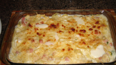 Macarrão com presunto e champignon