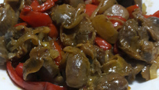 Moela de frango com cebola e shoyu