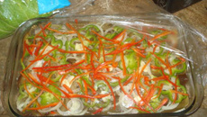 Berinjela curtidas em camadas