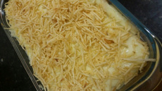 Purê de batata ao forno com frango desfiado