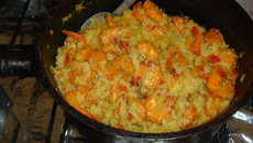 Risoto de camarão com açafrão