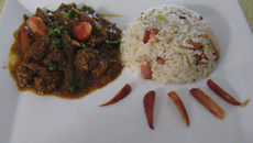 Carne com pinhão e arroz