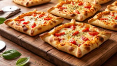 Pizza com massa de pastel na airfryer com borda recheada e porções individuais
