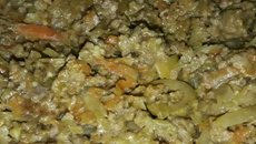 Carne moída com cenoura e batata raladas