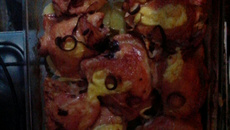 Frango assado com batatas