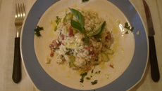 Risoto de abobrinha com carne seca do Otavio