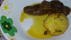 Carne de bananinha com batatas