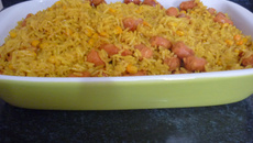 Lingüiça de frango com arroz