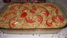 Purê de batatas com frango no forno