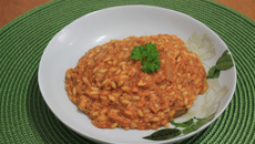 Risoto de frango com creme de leite