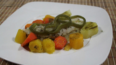 Filé de peixe com legumes