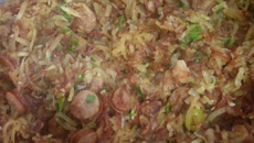 Refogado de mamão verde com carne