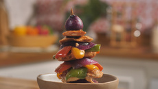 Kebab de frango com legumes 