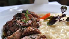 Picanha de cordeiro e risoto de queijo italiano