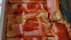 Panquecas de queijo e presunto