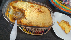 Torta de frango com massa de sobras de arroz