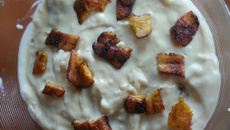 Sobremesa deliciosa de banana frita