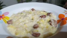 Risoto de abobrinha com linguiça defumada