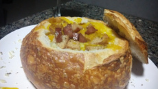 Creme de abóbora no pão italiano