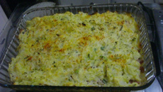 Purê de batata com repolho ao forno