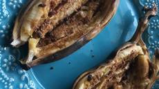 Banana cozida de microondas