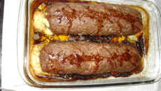 Rocambole de carne com bacon delícia