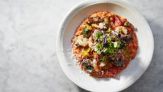 Risoto nutritivo de berinjela e tomate