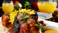 Chester recheado com farofa de castanha portuguesa