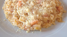 Risoto de palmito com camarão