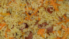 Arroz recheado na panela de pressão