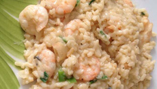 Risoto de camarão e queijos