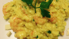 Risoto de camarão com requeijão