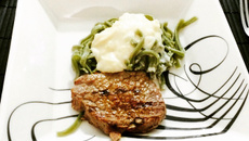 Talharim verde com alcatra