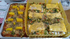 Lasanha de carne moída com legumes