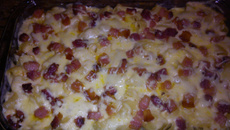 Macarrão com queijo e bacon