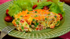 Omelete com jiló e ervilha