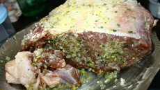 Contra filé assado com alho