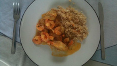 Moqueca de merluza e camarão