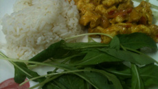 Frango ao curry com coulis de manga