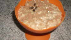 Arroz doce com capuccino