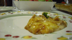 Salgado de creme de cebola com frango