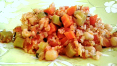 Risoto de talos de brócolis e cenoura