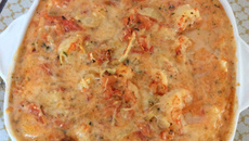 Purê de batatas com camarão