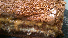 Bolo recheado com doce de leite, ameixa e cocada