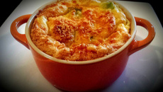 Souflé de legumes com carne moída