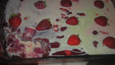 Gelado de gelatina com pudim