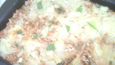 Batatas cozidas em neve com peixe