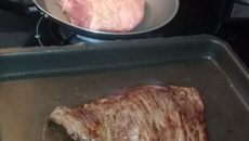 Churrasco de fogão (Fraldinha na frigideira)